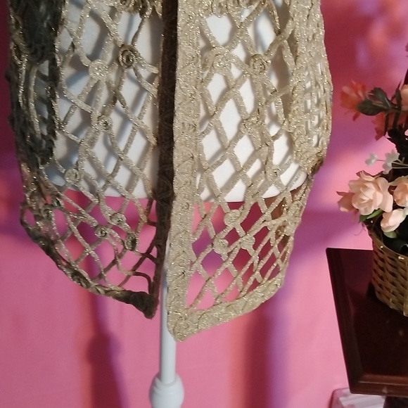 Lisa Original woman's beautiful Crochet gold glitter vest, - Picture 4 of 8